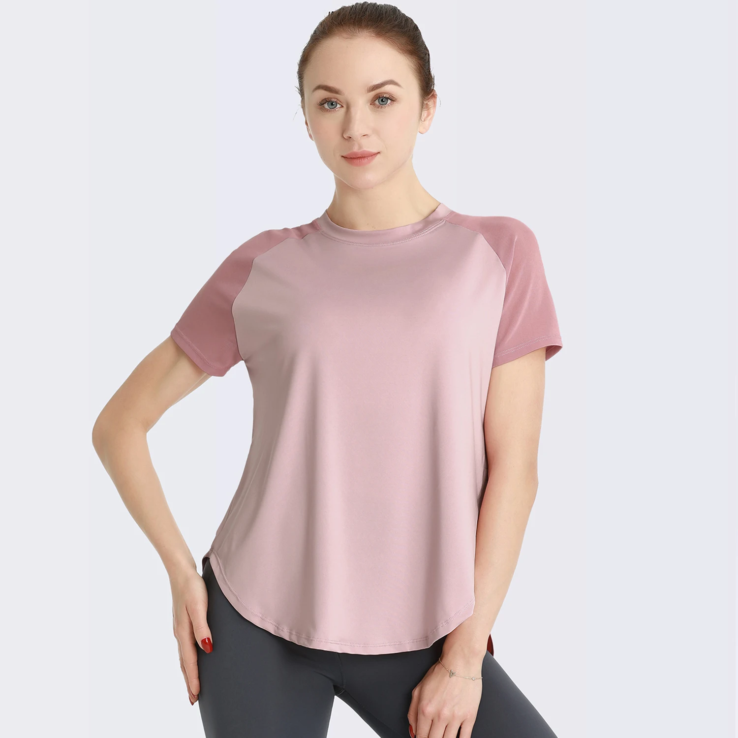 F.DYRAA Breathable Yoga Shirts Quick-Dry Short Sleeve Running T-shirt Yoga Exercise Women T-shirt Loose Fitness Sport Tees Top