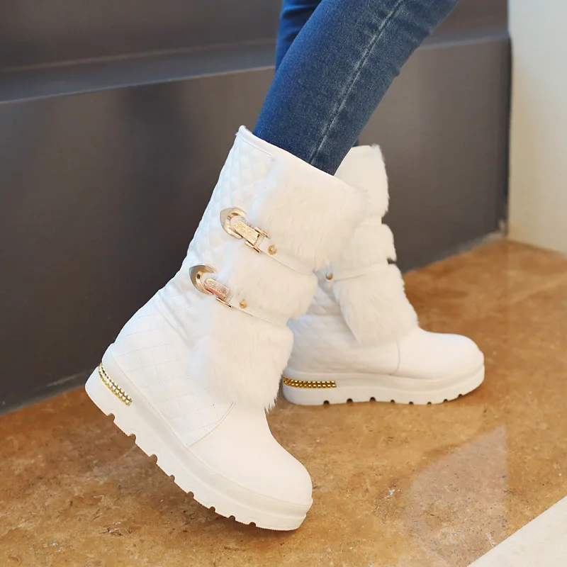 

Winter boots women warm shoes snow boot 30% natural wool footwear white color Women Snow Boots Faux Fur Boots Female Shoes Woman