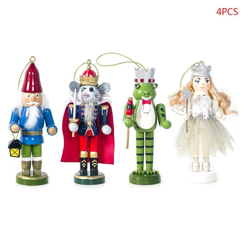 

4pcs/set Wooden Nutcracker Soldier Christmas Tree Hanging Ornament Desktop Decor M2EF