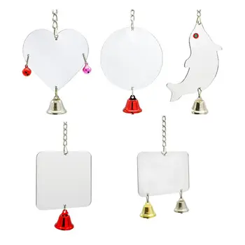 

Funny Non-Toxic Parrot Bird Mirror Cute Shaped Hanging Bell Pet Playing Toys Cage Decoration for Parakeets Cockatiels Lovebirds