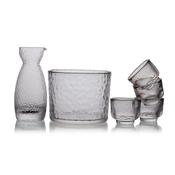 

Japanese Hammer Texture Crystal Sake Cup Set Glass Ice Jug Liquor Bottle Bar Party Home Drinkware Wedding Gifts