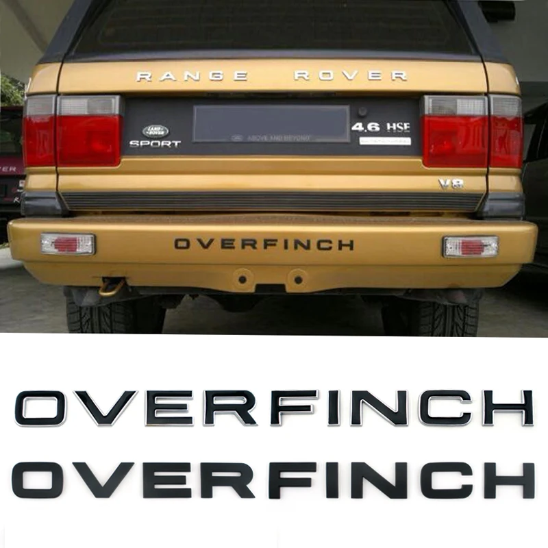 

3D Black chrome OVERFINCH letter rear badge truck emblem sticker decal for the car auto bonnet hood for range rover