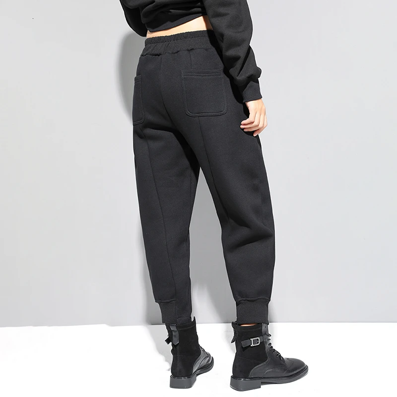 CHICEVER корейские женские брюки на шнуровке средней длины с эластичной талией длинная уличная одежда с карманом женские брюки осень зима модная одежда