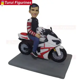 

riding motorcycle cake toppers birthday Motorcycle Championship Souvenir sculpture dolls bobblehead figurines