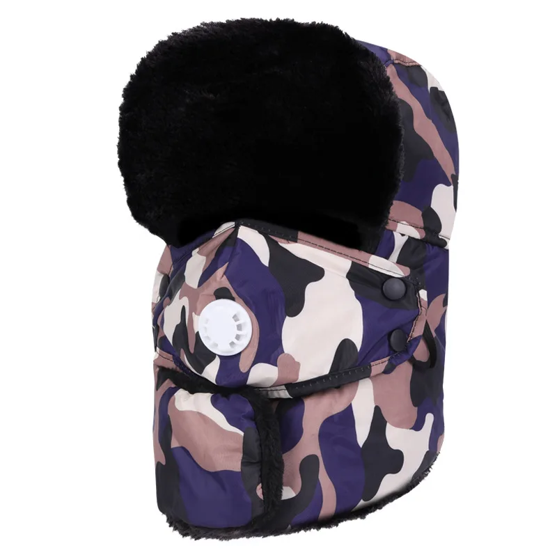 Prevent Fog haze Hats Caps Scarf Men Women Russian Trapper Hat Trooper Earflap Ski Hat Cap With Scarve Windproof Thick Women Cap