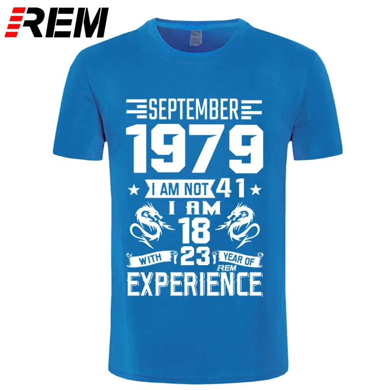 April May June July August December 1979 года, Мужская футболка с коротким рукавом, Повседневная модная футболка с принтом, January Feb March - Цвет: BLUE September