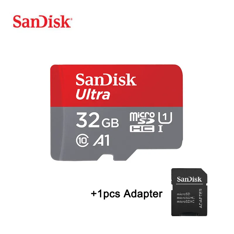 SanDisk карта Micro SD 128 г 64 г 32 г 16 г C10 U1 A1 карта памяти Micro карта для телефона компьютера SDXC SDHC скорость до 98 м/с - Емкость: 32GB.Adapter