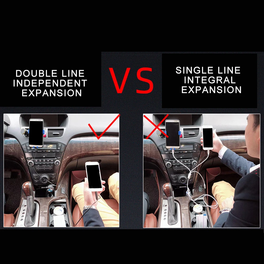 Автомобильное быстрое зарядное устройство 3 1 а с двойным выдвижным кабелем