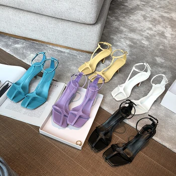 

Women Sandals Fashion Hollow Design Roman Style Simple Sandals Ankle Strap Elegant Party Dress Shoes Wedding Pumps Size 35-39