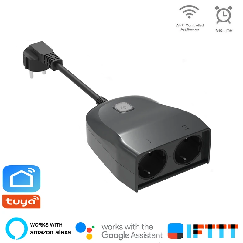 Tonbux WiFi умный переключатель наружная розетка EU/UK штекер Голосовое управление 2 в 1