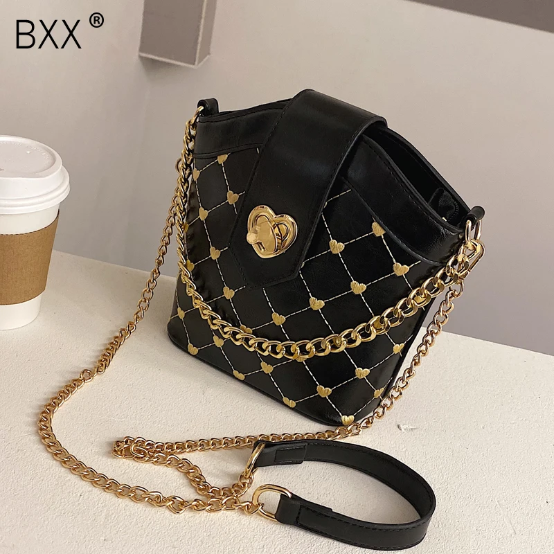 

[BXX] PU Leather Bucket Bags For Women 2020 Spring All-match Flap Chain Crossbody Messenger Bag Female Travel Handbags HK016