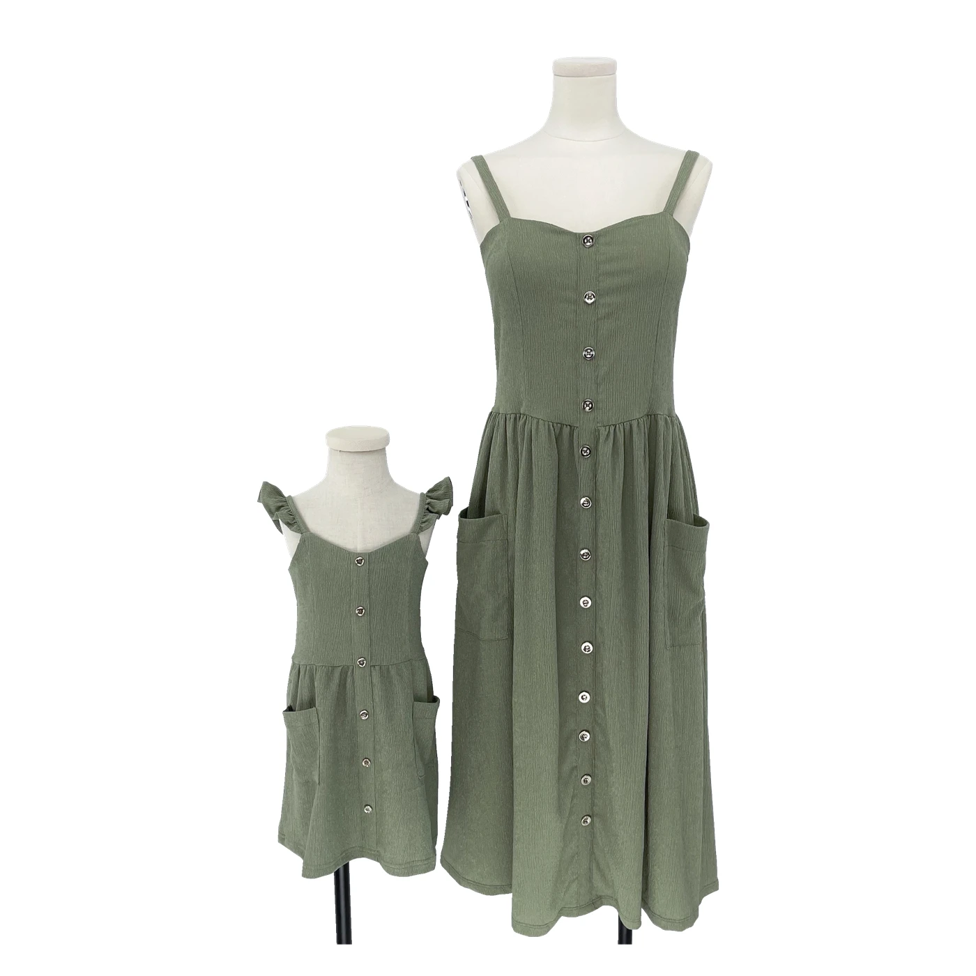Joyccin Women's Summer Dress Vintage Sexy Square Neck Slim Button Pleated Hem Sundress Mother Kids Casual Pocket Sleeveless