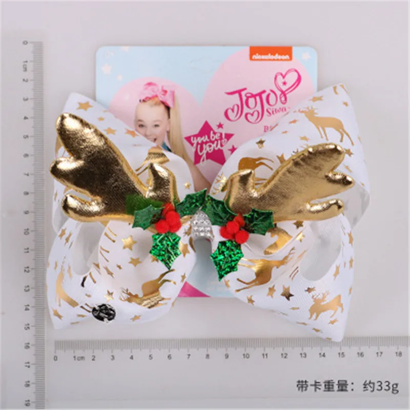 Jojo Siwa Рождественские рога лося 8 дюймов горячая штамповка бант заколка для волос