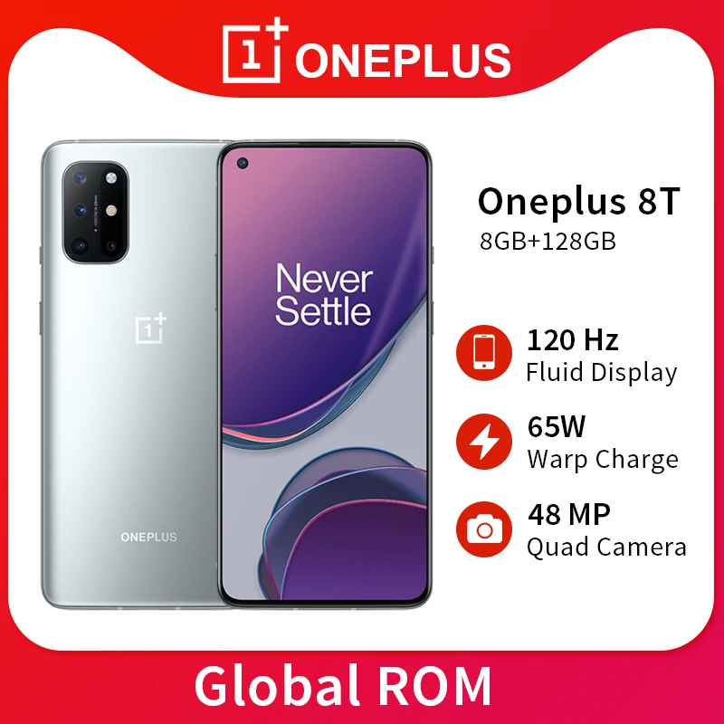 Оригинальный OnePlus 8T 8 T 8GB RAM 128GB ROM мобильный телефон Snapdragon 865 120Hz