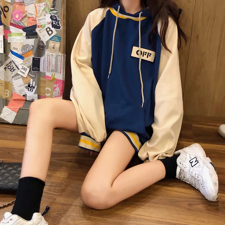 

Chic Womens Loose Streetwear Sweatshirts Hoodies Women Hooded Simple All-match Leisure Oversize Pullovers Korean Style Warm Coat
