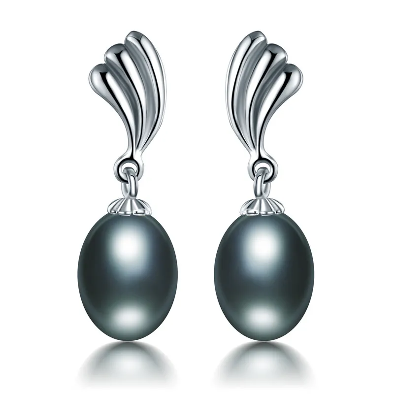 black pearl earring АААА, серьги с жемчугом, 925 пробы, серебряные серьги для женщин, натуральный жемчуг, серьги, модное ювелирное изделие - Цвет камня: black pearl earring