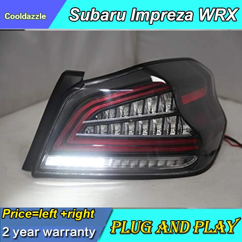 2 Pieces For SUBARU Impreza WRX Taillight Year LED Tail Lamp Rear Back Light Dark Red Housing Clear Len