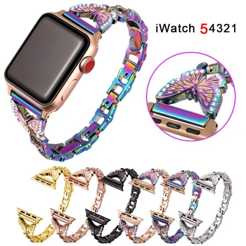 

Women Butterfly Strap for Apple Watch Strap 40mm 38mm 42mm 44mm IWatch Series 5/4/3 Stainless Steel Strap