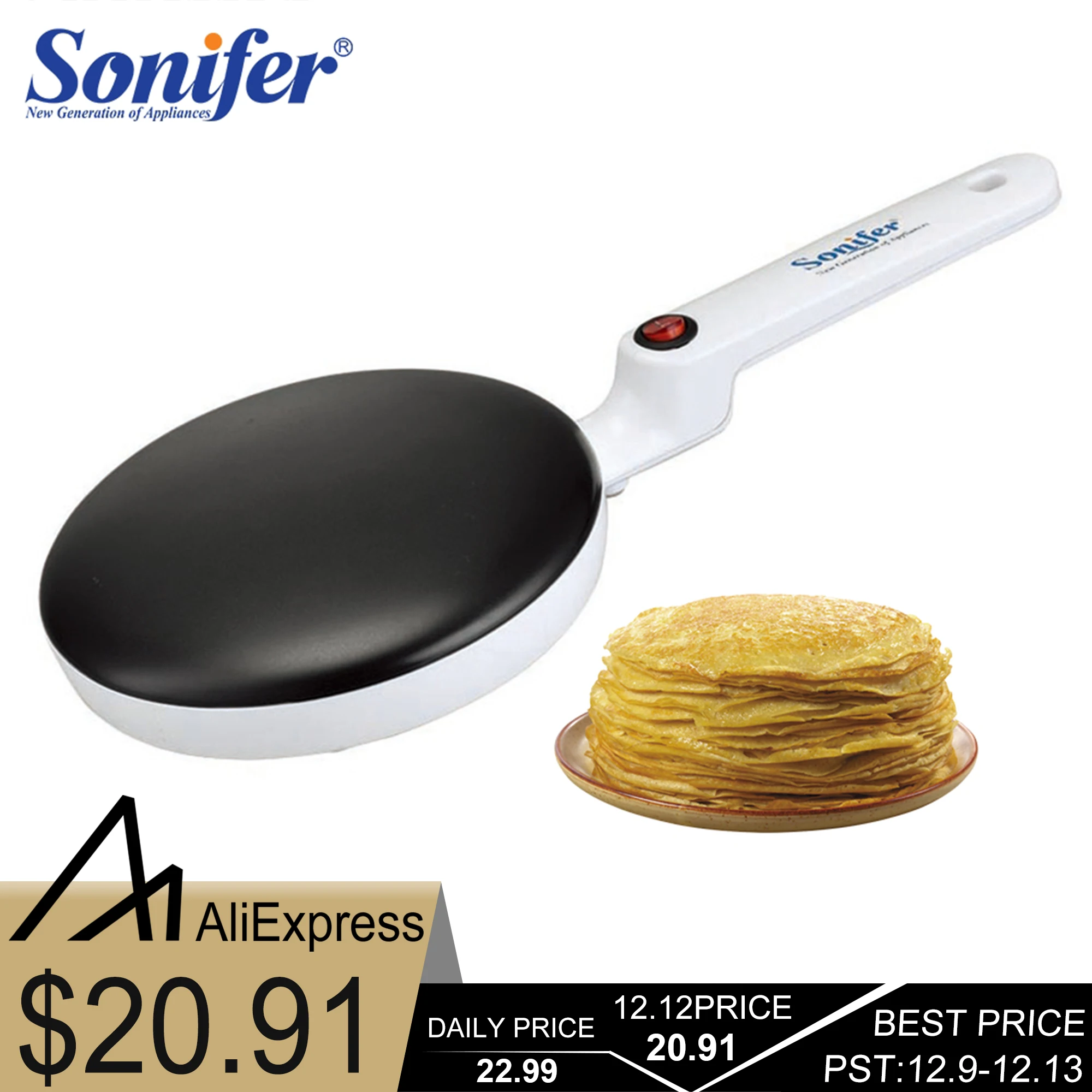 Comprar Máquina Eléctrica de crepé para Pizza, máquina antiadherente para hornear Pan, máquina para pasteles, herramientas de cocina, Sonifer