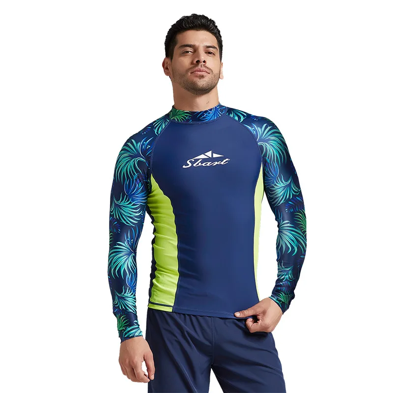 Sbart лайкра с длинным рукавом для серфинга, дайвинга размера плюс, Мужская одежда для плавания с рукавом, Рашгард, УФ-костюм, одежда для плавания, УФ-рубашка для мужчин, топ для серфинга