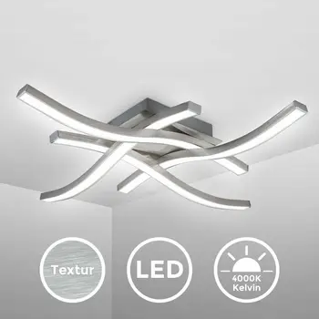 

Led Design Deckenlampe Wohnzimmer Deckenleuchte Modern Wellenoptik Alu 24 Watt