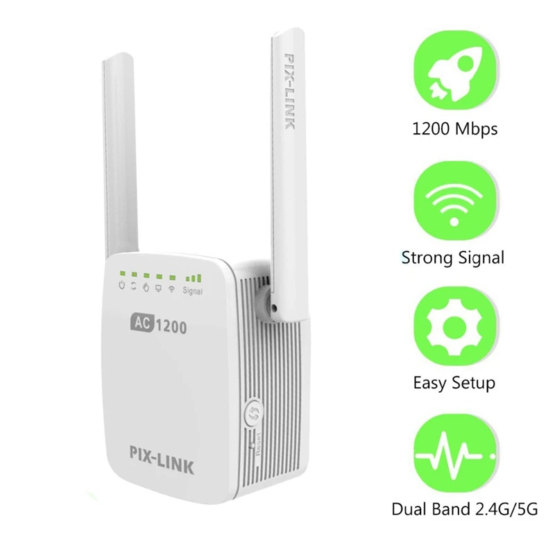 PIX-LINK Ac1200M ретранслятор/маршрутизатор/точка доступа Беспроводной Wi-Fi с внешней Wi-Fi расширитель диапазона мини маршрутизатор Boost штепсельная вилка австралийского стандарта