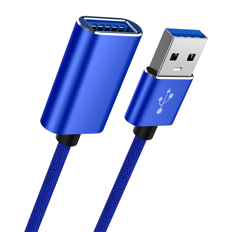 USB 3,0 кабель USB 3,0 удлинитель для мужчин и женщин кабель USB кабель для зарядки данных для ПК клавиатура принтер камера мышь ТВ SSD - Цвет: Blue