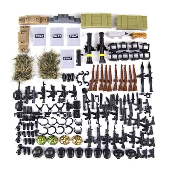 

Children Shooting Game Army Weapons Pack DIY Small Particle Military Building Block Accessories Kit For Kids Christmas Gift