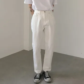 

Male Japan Korea Streetwear Vintage Fashion Pants Men Casual White Straight Ankle Length Pant