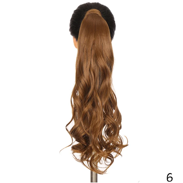 MSTN 24 Inches Long Synthetic Straight Ponytails for Women Natural Clip In Ponytail Hair Extension Hairpieces Blonde Fake Hair 0019-6