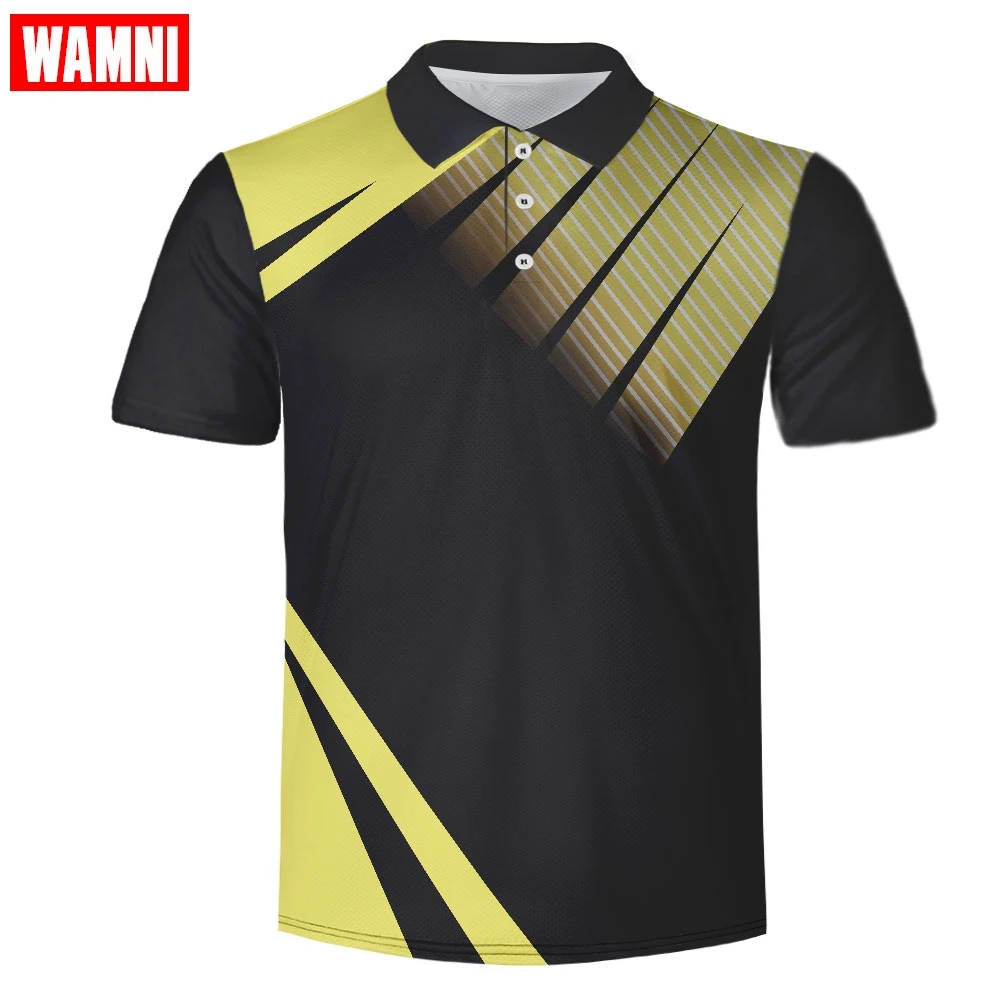 WAMNI брендовая модная 3D рубашка-поло для тенниса Harajuku Молодежная Бодибилдинг Мужская Спортивная Свободная рубашка поло быстросохнущая рубашка для бадминтона