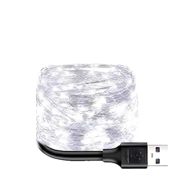 Outdoor Solar String Lights Waterproof Garden Fairy Lights with 8 Lighting Modes for Patio Trees Christmas Wedding Party Decor 1 PCS USB White