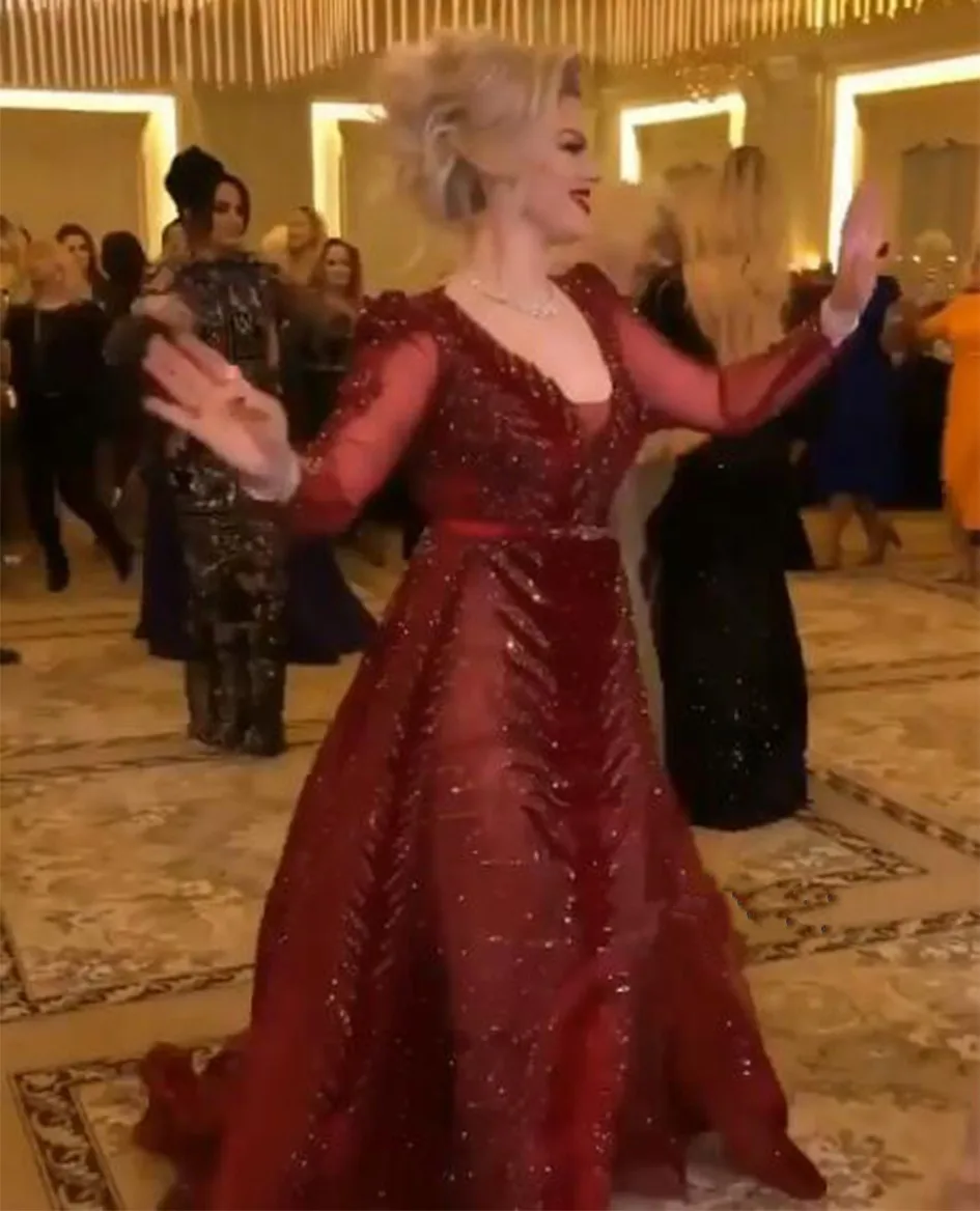 Халат Soiree дубайские вечерние платья длинный рукав v-образный вырез Отделяемый подол Vestidos элегантное платье вечерние платья платье