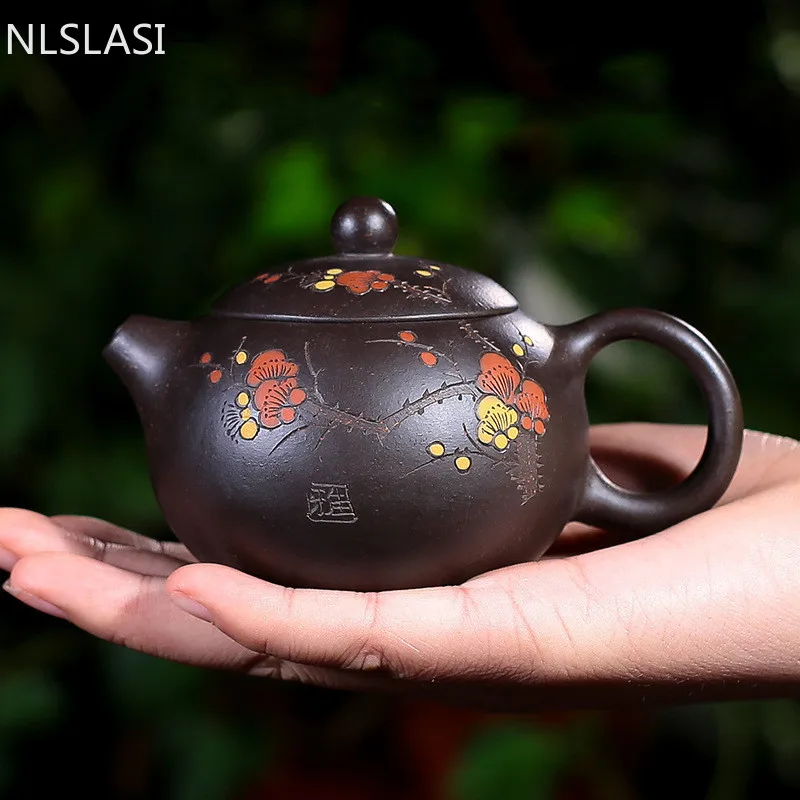 WSHYUFEI Yixing Purple Clay Teapot Pure Handmade Colourful Mud Painted Plum Fragrant Xi Shi Pot 188 Ball Hole filter 160ml | Дом и сад