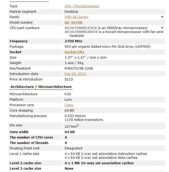AMD A4 Series A6 3670 четырехъядерный процессор 100% рабочий 2 7 ГГц 100 Вт FM1|Процессоры| |