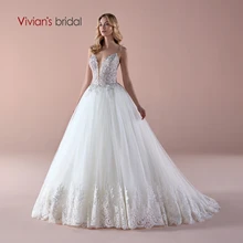 Vivian's Bridal Boho кружевное платье с аппликацией из Мягкого Тюля, свадебные платья пикантные тонкие бретельки с глубоким v-образным вырезом и открытой спиной, с коротким шлейфом, свадебное платье