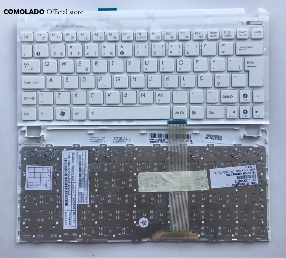 Португальская клавиатура PO для Asus Eee PC 1015 1015B 1015BX 1015PW 1015CX 1015PD 1011 1015PX с белой рамкой