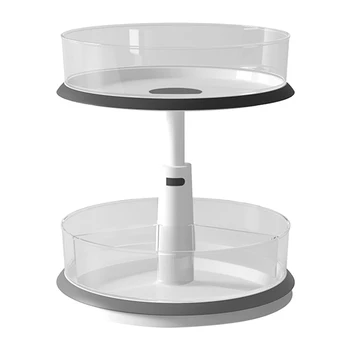 

2 Tier 360 Degree Ratation Lazy Susan Raised Edge Easy Clean Food Storage Container Turntable Organizer Home Kitchen Cabinet