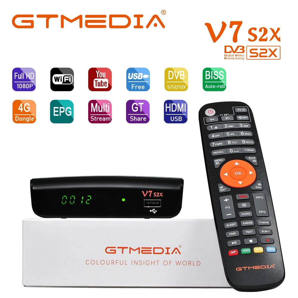 

GTMEDIA V7 S2X Satellite Receiver DVB-S/S2/S2X Support DRE &Biss key Newcam Upgrade from V7S HD No App Included 1 Years Warranty