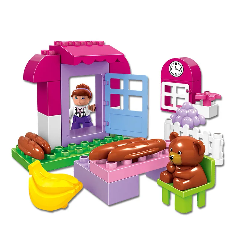 

Hui mei Building Blocks Assembled Building Blocks Educational Children Splicing Toys GIRL'S Supermarket Small Town 3-6-10-Year-O
