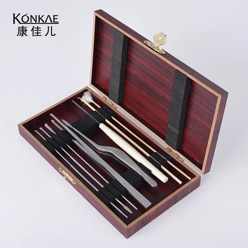

Ear Cleaning Tool Kit Earpick Profession Ears Goose Feather Rod Wooden Box Ear Cleaning 8 Pieces