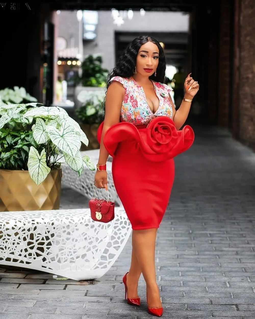 African Dresses For Women African Clothes Africa Dress Print Dashiki Ladies Clothing Handmade Flower Ankara Grown African Dress 03