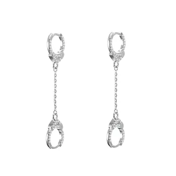 

Creativity Punk Handcuffs Drop Earrings For Woman Gold Silver Color Long Tassel CZ Zirconia Earring Simple Jewelry Accessories
