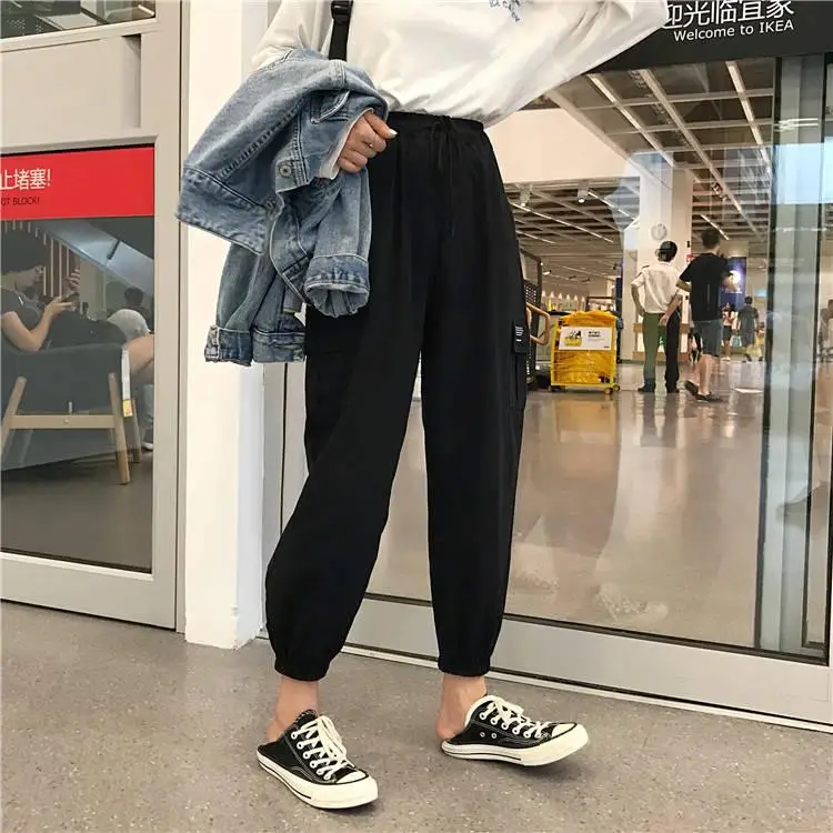 Женские брюки-карго, классические, 2XL, свободные, эластичные, с высокой талией, женские брюки, по щиколотку, подходят ко всему, шикарные, повседневные, модные, Harajuku