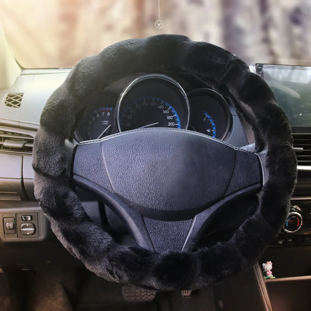 Универсальный чехол рулевого колеса автомобиля плюшевые Телескопический крышка рулевого колеса размеры; Сезон Зима; размеры 36-39 см; мягкая; приятная на ощупь приятная 8X