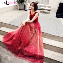Реальное фото вечернее платье платья для женщин элегантное красное звездное небо вечернее платье es длинное сексуальное вечернее платье без рукавов ES2410