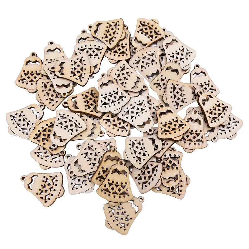 50pcs Style 9 50 шт деревянные рождественские украшения Мини Рождественская елка со снежинками и оленями Санта Клаус рождественские вечерние украшения для дома год - Цвет: 50pcs Style 9