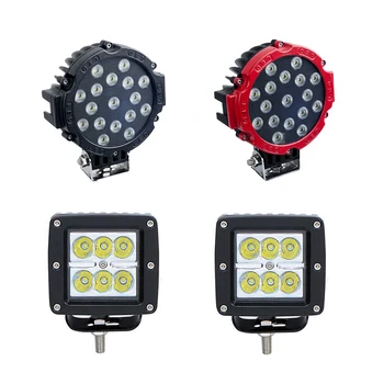 

2 pieces High Power 17x3W 7 inch Round Led Headlight 2 pieces 18W 3 inch Led Pod Light for 12V SUV ATV Pickup trucks Offroad Car