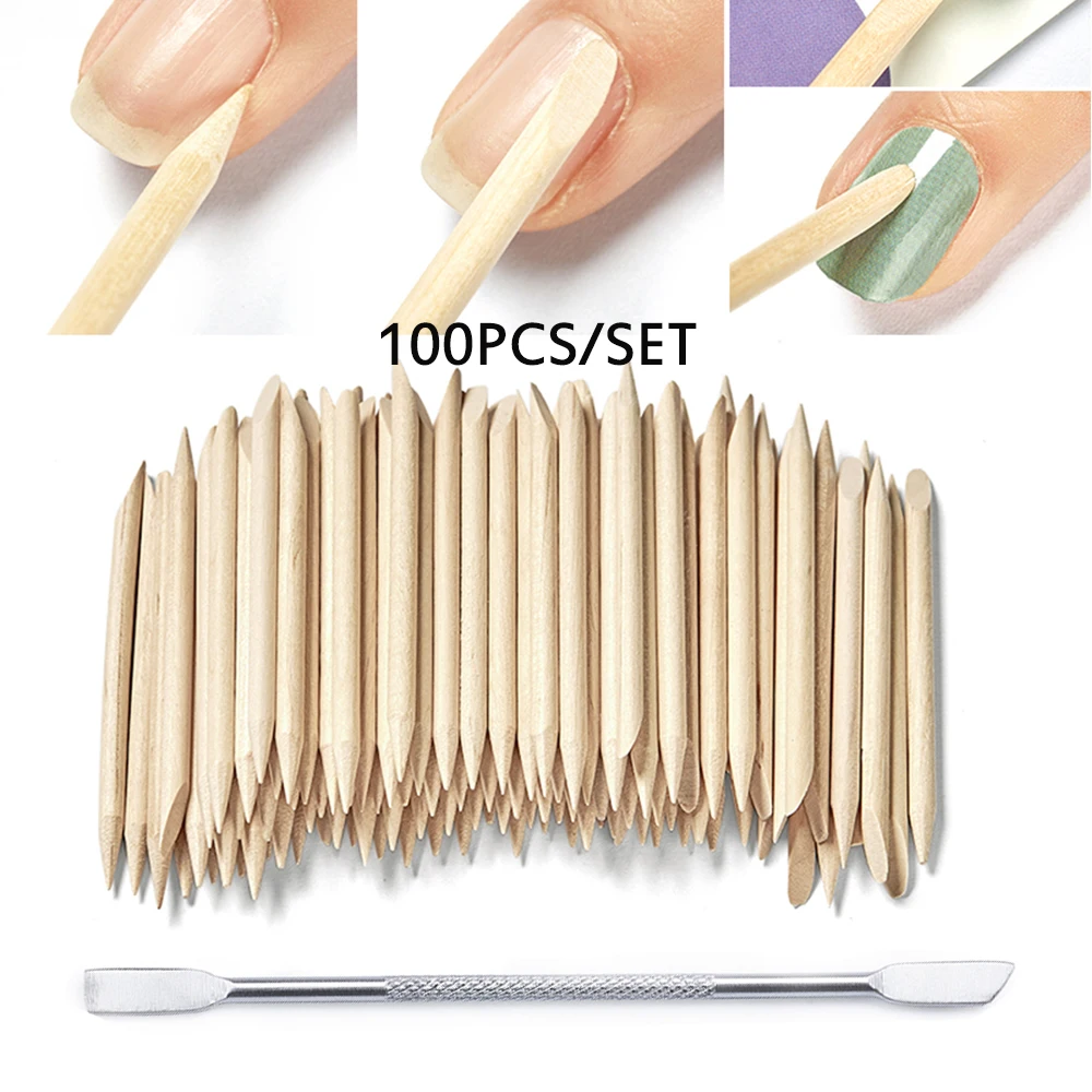 100pcs/set 50pcs/set Women Lady Double End Nail Art Wood Stick Cuticle