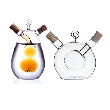 

2 Pcs Kitchen Oil Vinegar Pots Leak-Proof Sauce Vinegar Glass Bottle Tableware Multi-Functional Seasoning Bottle Dishware, 10x11